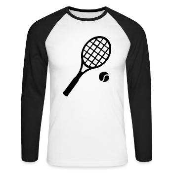 Match de tennis - T-shirt baseball manches longues Homme - blanc/noir - Devant - Nik (191cm)