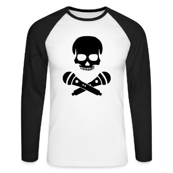 Crâne de chanteur - T-shirt baseball manches longues Homme - blanc/noir - Devant - Nik (191cm)