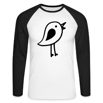 Vogel - Unisex Baseballshirt langarm - Weiß/Schwarz - Vorne - Nik (191cm)