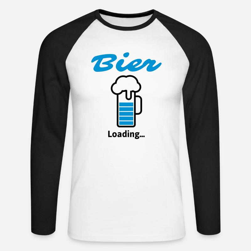 Bier Loading... - Unisex Baseballshirt langarm - Weiß/Schwarz