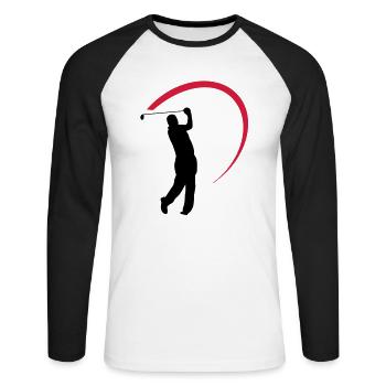 golf - T-shirt baseball manches longues Homme - blanc/noir - Devant - Nik (191cm)