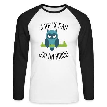 I can not have an Owl - Unisex Long Sleeve Baseball T-Shirt - white/black - Front - Nik (191cm)