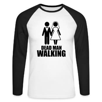 Dead Man Walking - Unisex Long Sleeve Baseball T-Shirt - white/black - Front - Nik (191cm)