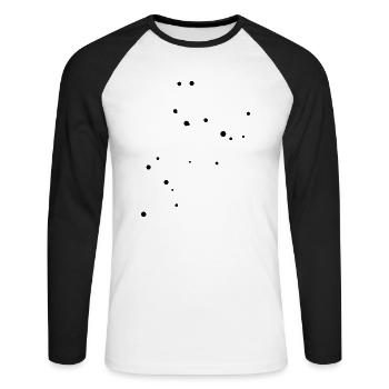 Leo - Unisex Baseballshirt langarm - Weiß/Schwarz - Vorne - Nik (191cm)