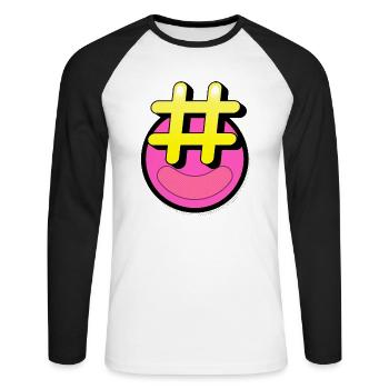 hashtag smile - Unisex Long Sleeve Baseball T-Shirt - white/black - Front - Nik (191cm)