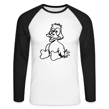 Entchen - Unisex Baseballshirt langarm - Weiß/Schwarz - Vorne - Nik (191cm)