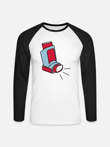 Asthmaspray - Unisex Baseballshirt langarm - Weiß/Schwarz