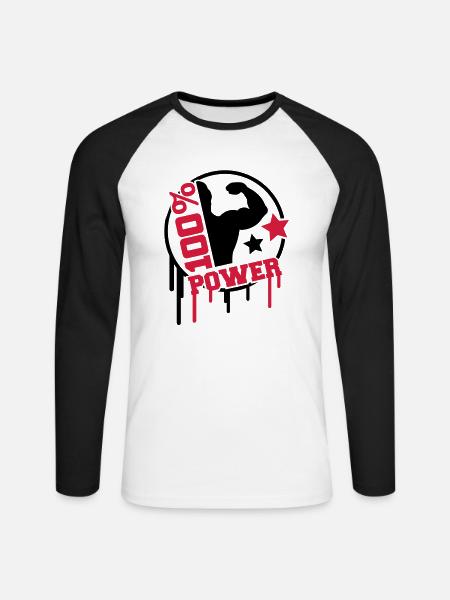 power_100_splat_co2 - Unisex Long Sleeve Baseball T-Shirt - white/black