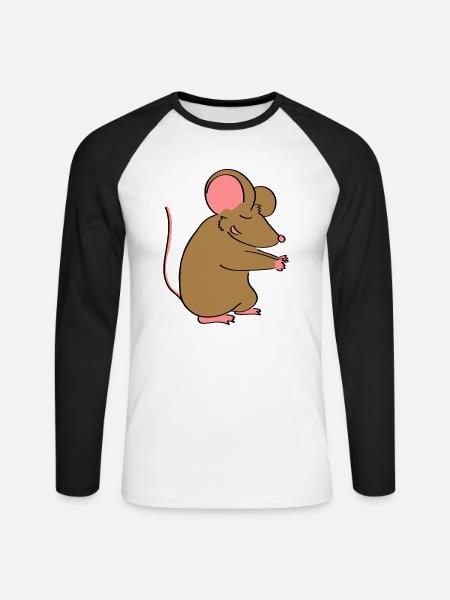 Mäusepaar Teil 2 - Unisex Baseballshirt langarm - Weiß/Schwarz