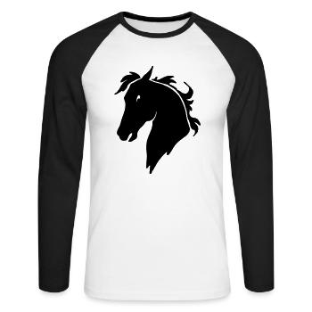 Tête de Cheval - T-shirt baseball manches longues Homme - blanc/noir - Devant - Nik (191cm)