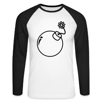 Exlosive Bomb - Unisex Baseballshirt langarm - Weiß/Schwarz - Vorne - Nik (191cm)