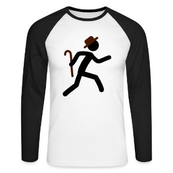 Fast Old Man - T-shirt baseball manches longues Homme - blanc/noir - Devant - Nik (191cm)