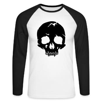 Crâne - T-shirt baseball manches longues Homme - blanc/noir - Devant - Nik (191cm)