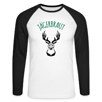 Hunter mariée 1c - T-shirt baseball manches longues Homme - blanc/noir - Devant - Nik (191cm)