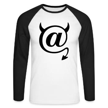 Devil @ Teufel Nerd Symbol Programmierer IT - Unisex Long Sleeve Baseball T-Shirt - white/black - Front - Nik (191cm)