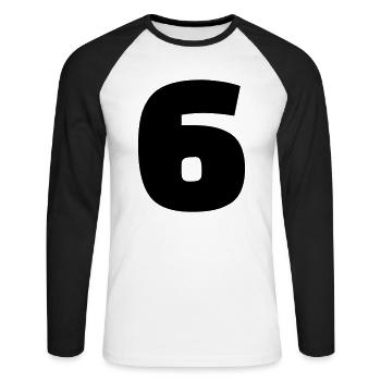 6 - Unisex Baseballshirt langarm - Weiß/Schwarz - Vorne - Nik (191cm)
