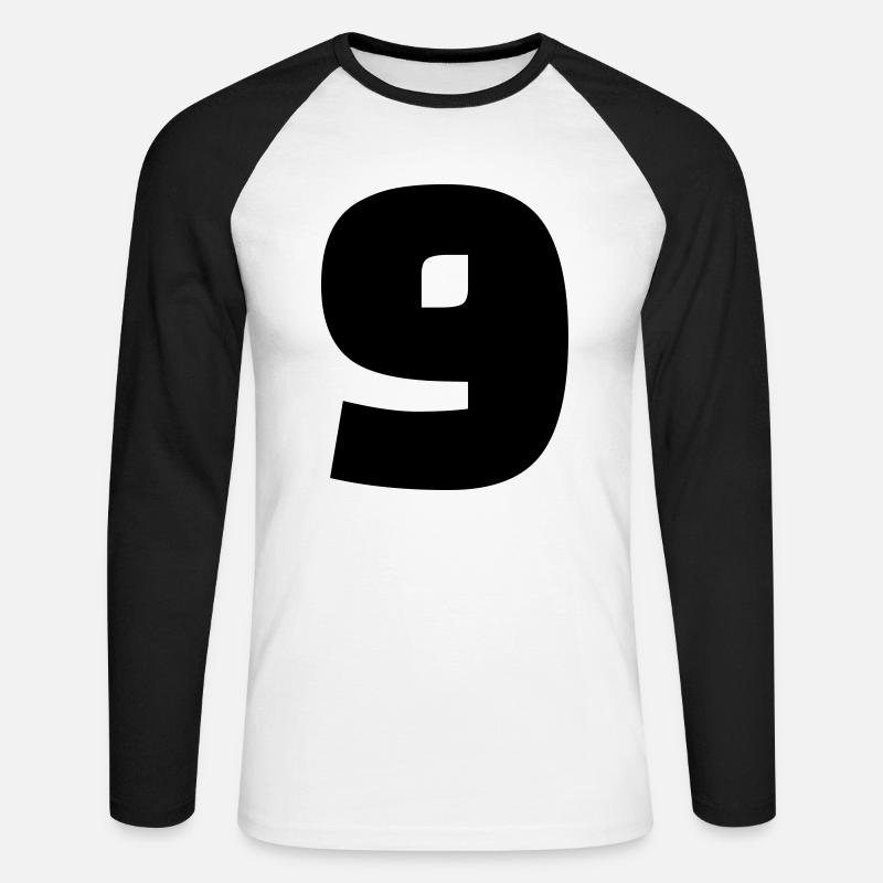 9 - Unisex Baseballshirt langarm - Weiß/Schwarz