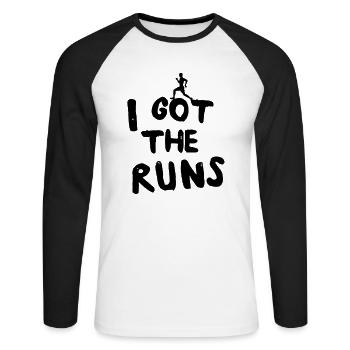 I Got the Runs - Unisex Long Sleeve Baseball T-Shirt - white/black - Front - Nik (191cm)