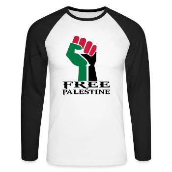 dessin palestinen symbole drapeau palestine - T-shirt baseball manches longues Homme - blanc/noir - Devant - Nik (191cm)