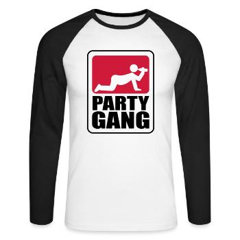Partie ivre gang boisson bière ivre - T-shirt baseball manches longues Homme - blanc/noir - Devant - Nik (191cm)