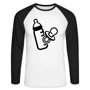 Bébé - T-shirt baseball manches longues Homme - blanc/noir - Devant - Nik (191cm)