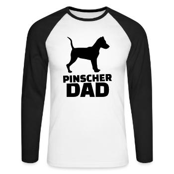 Pinscher Dad - T-shirt baseball manches longues Homme - blanc/noir - Devant - Nik (191cm)