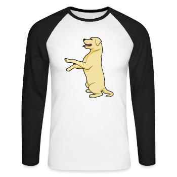 Golden Labrador Dogs & Puppys - Unisex Long Sleeve Baseball T-Shirt - white/black - Front - Nik (191cm)