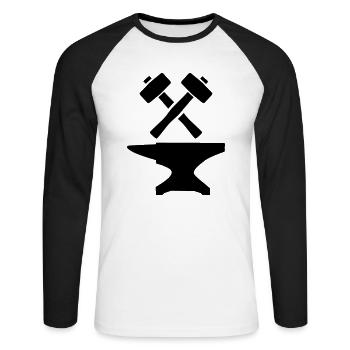 Blacksmith tools - Unisex Long Sleeve Baseball T-Shirt - white/black - Front - Nik (191cm)