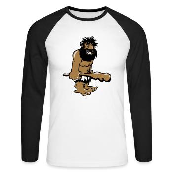 Caveman Caveman drôle Club gai - T-shirt baseball manches longues Homme - blanc/noir - Devant - Nik (191cm)