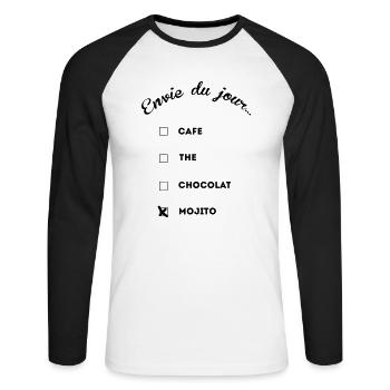 mojito addict thé café - Unisex Baseballshirt langarm - Weiß/Schwarz - Vorne - Nik (191cm)