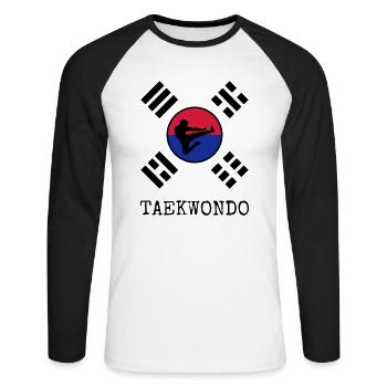 Taekwondo Taekwondoin Tae-Kwon-Do Tae Kwon Do - Unisex Baseballshirt langarm - Weiß/Schwarz - Vorne - Nik (191cm)
