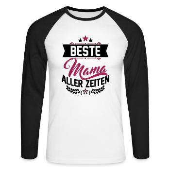 Beste Mama aller Zeiten - Unisex Baseballshirt langarm - Weiß/Schwarz - Vorne - Nik (191cm)