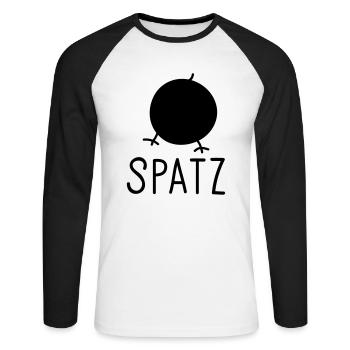 Spatz - Unisex Baseballshirt langarm - Weiß/Schwarz - Vorne - Nik (191cm)
