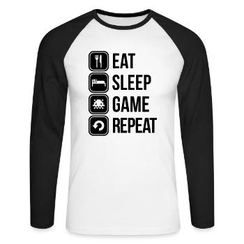 Spiele - Unisex Baseballshirt langarm - Weiß/Schwarz - Vorne - Nik (191cm)