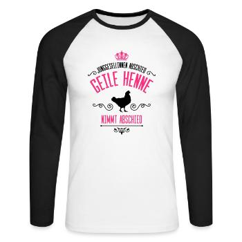 junggesellinnen geile henne abschied - Unisex Baseballshirt langarm - Weiß/Schwarz - Vorne - Nik (191cm)