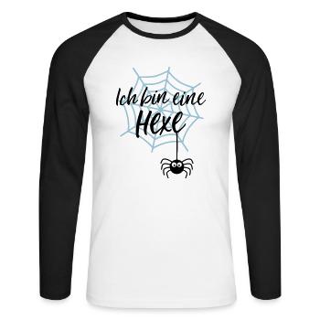 Ich bin eine Hexe - Unisex Baseballshirt langarm - Weiß/Schwarz - Vorne - Nik (191cm)