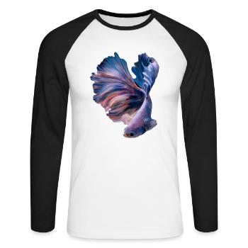 Betta Fish , aqarium hobby - Unisex Baseballshirt langarm - Weiß/Schwarz - Vorne - Nik (191cm)
