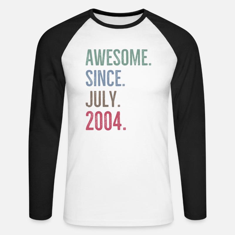 Awesome seit Juli 2004 - Unisex Baseballshirt langarm - Weiß/Schwarz