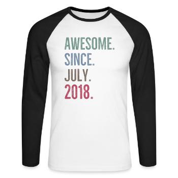 Awesome Since July 2018 - Unisex Long Sleeve Baseball T-Shirt - white/black - Front - Nik (191cm)