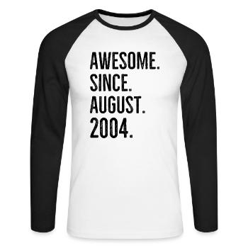 Génial depuis août 2004 - T-shirt baseball manches longues Homme - blanc/noir - Devant - Nik (191cm)