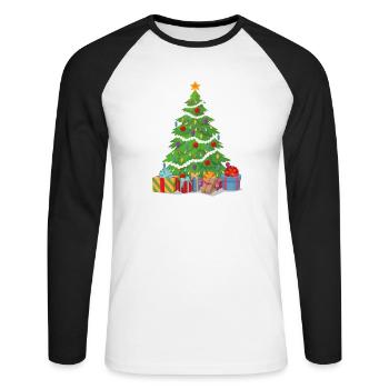 Frohe Weihnachten Frohes Weihnachtsgeschenk - Unisex Baseballshirt langarm - Weiß/Schwarz - Vorne - Nik (191cm)