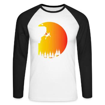 Bouldern Klettern Climbing - Unisex Baseballshirt langarm - Weiß/Schwarz - Vorne - Nik (191cm)