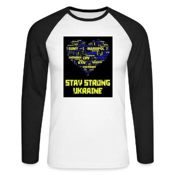 Ukraine - Unisex Baseballshirt langarm - Weiß/Schwarz - Vorne - Nik (191cm)