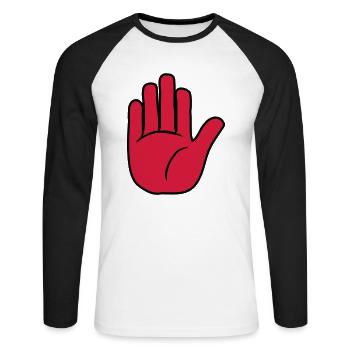 Stop Hand Sign - Unisex Long Sleeve Baseball T-Shirt - white/black - Front - Nik (191cm)