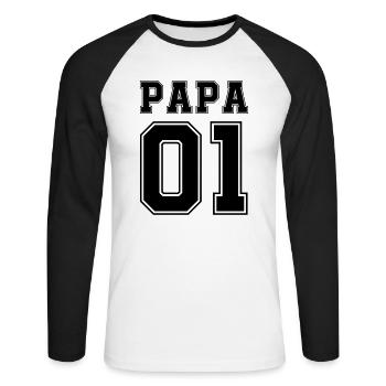 Papa 01 - Unisex Baseballshirt langarm - Weiß/Schwarz - Vorne - Nik (191cm)