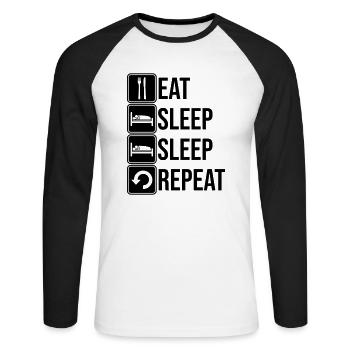 Répétez le sommeil tous les jours - T-shirt baseball manches longues Homme - blanc/noir - Devant - Nik (191cm)