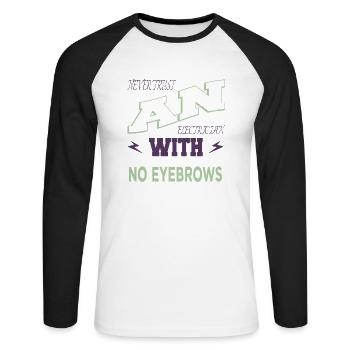electric shock gift idea funny sayings craft - Unisex Baseballshirt langarm - Weiß/Schwarz - Vorne - Nik (191cm)
