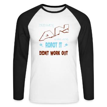 bot happy bday dictons drôles science-fiction présent garçons - T-shirt baseball manches longues Homme - blanc/noir - Devant - Nik (191cm)