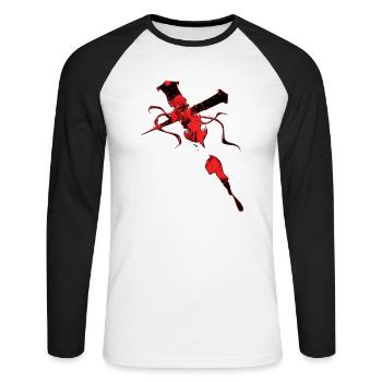 Élément de tatouage vectoriel tatouage tribal tatouages - T-shirt baseball manches longues Homme - blanc/noir - Devant - Nik (191cm)