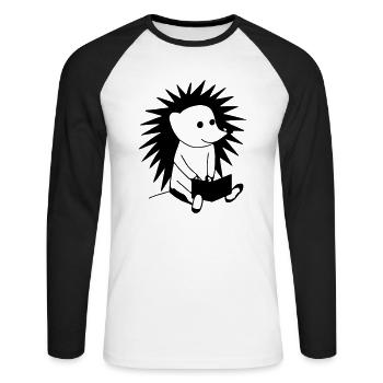Hedgehog Reads Book Illustration Gift - Unisex Long Sleeve Baseball T-Shirt - white/black - Front - Nik (191cm)